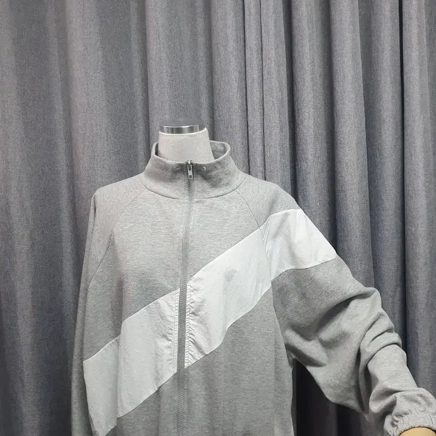 [BUNJANG] Woven Melange Zip-Up Jacket / 우븐배색 오버 멜란지 집업