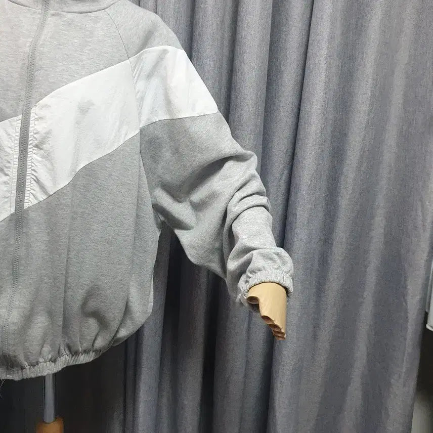 [BUNJANG] Woven Melange Zip-Up Jacket / 우븐배색 오버 멜란지 집업