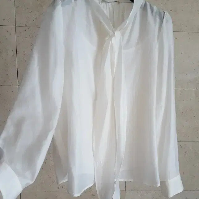 [SOLD OUT] 케네스레이디 리본타이 레이어드 블라우스 시스루 오간자