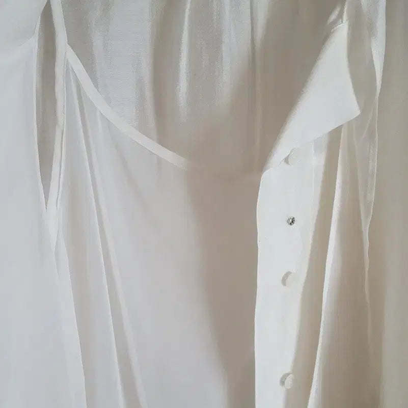 [SOLD OUT] 케네스레이디 리본타이 레이어드 블라우스 시스루 오간자