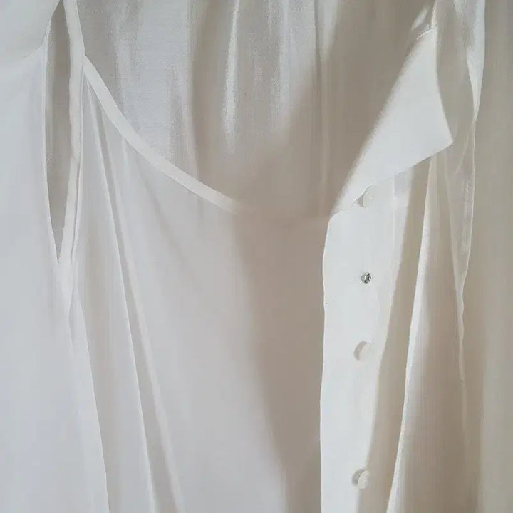 [SOLD OUT] 케네스레이디 리본타이 레이어드 블라우스 시스루 오간자