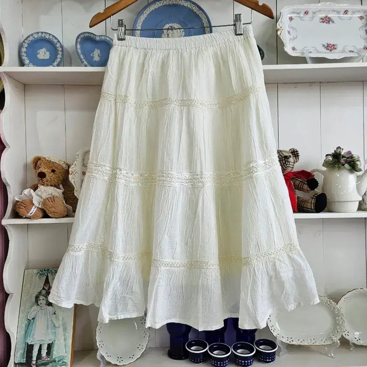 [BUNJANG] IORI Cotton Lace Ruffle Skirt / 코튼 레이스 캉캉 스커트