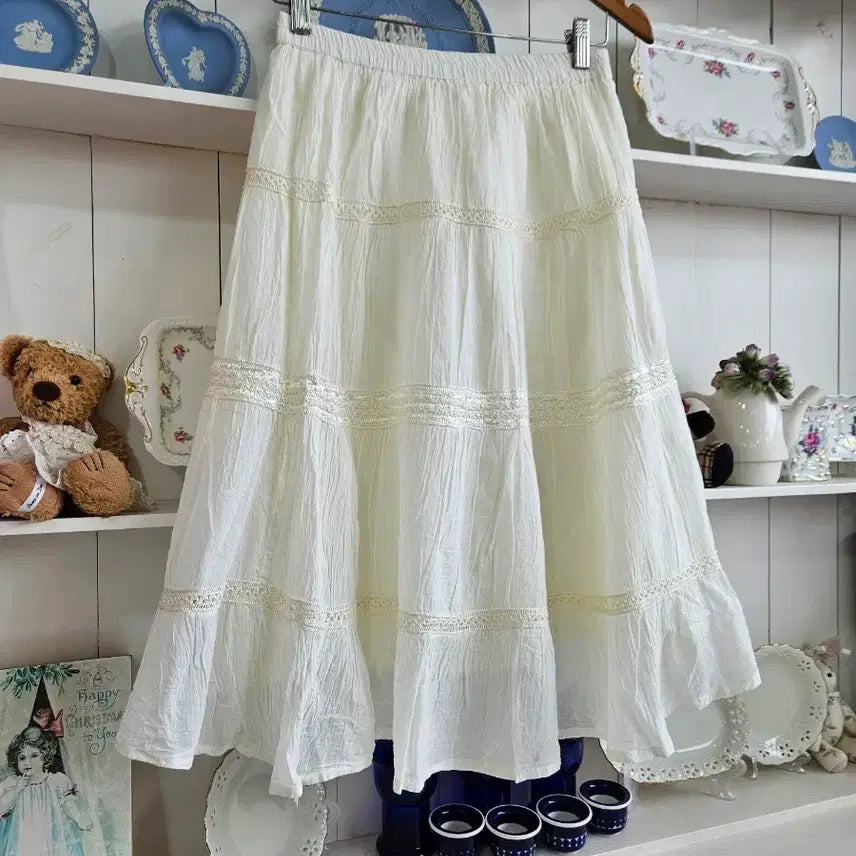 [BUNJANG] IORI Cotton Lace Ruffle Skirt / 코튼 레이스 캉캉 스커트