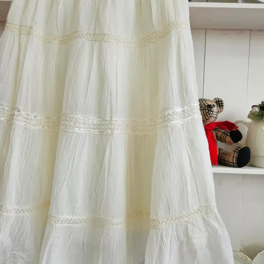 [BUNJANG] IORI Cotton Lace Ruffle Skirt / 코튼 레이스 캉캉 스커트