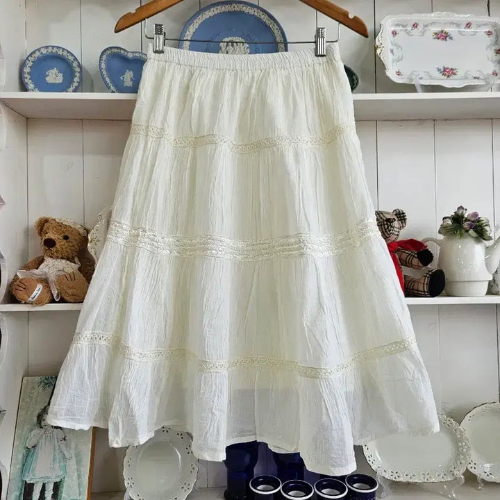 [BUNJANG] IORI Cotton Lace Ruffle Skirt / 코튼 레이스 캉캉 스커트