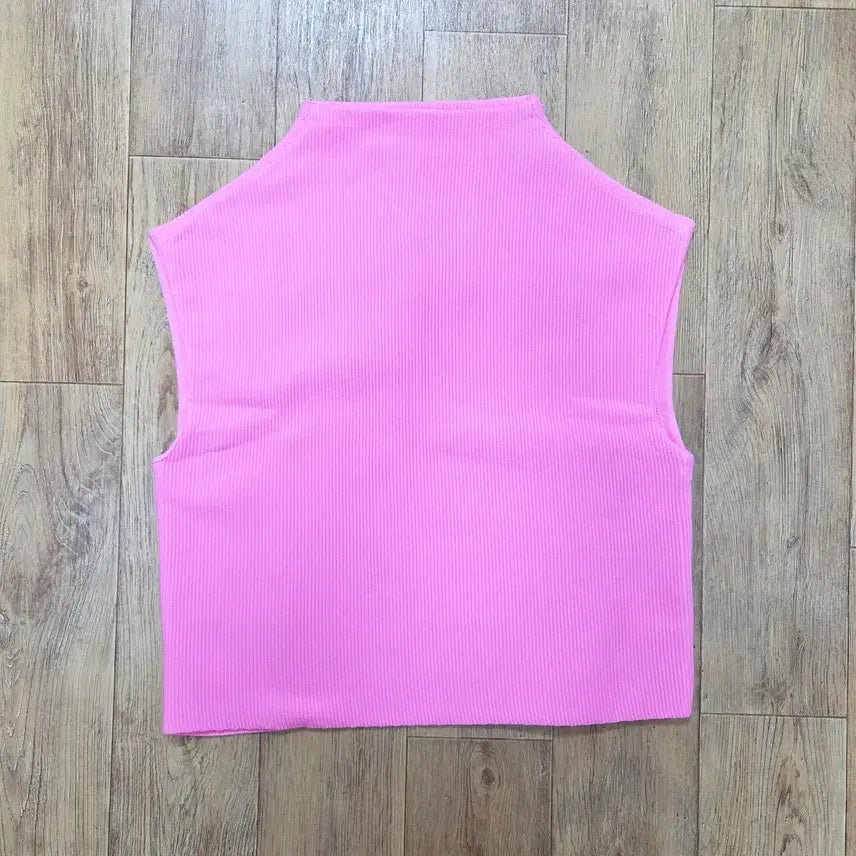 [BUNJANG] AMOMENTO Mock Neck Ribbed Top / 아모멘토(AMOMENTO) 모크넥 립 탑 55-66 새상품