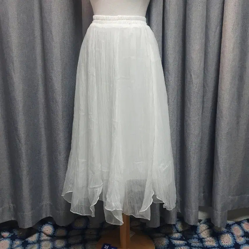 [BUNJANG] White Long Skirt / 쉬어 밴딩 화이트롱스커트