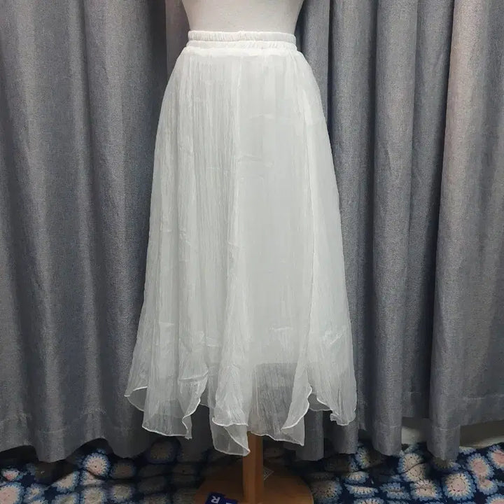 [BUNJANG] White Long Skirt / 쉬어 밴딩 화이트롱스커트