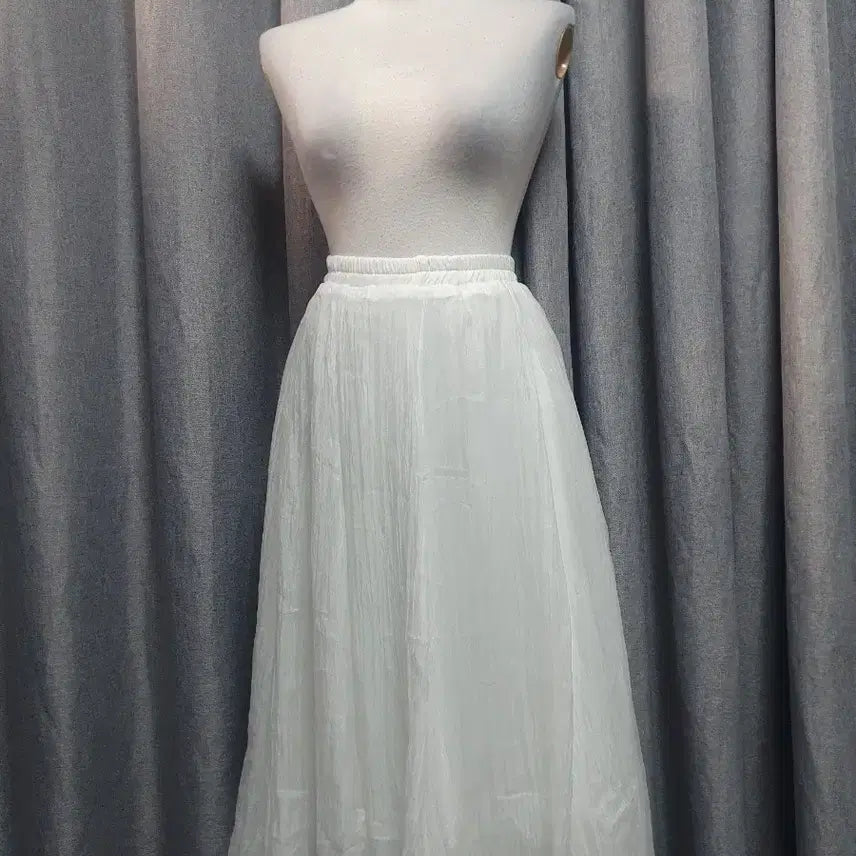 [BUNJANG] White Long Skirt / 쉬어 밴딩 화이트롱스커트