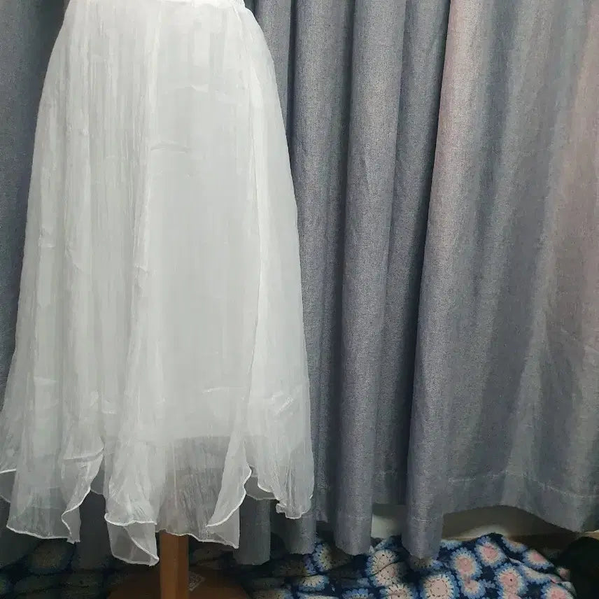 [BUNJANG] White Long Skirt / 쉬어 밴딩 화이트롱스커트