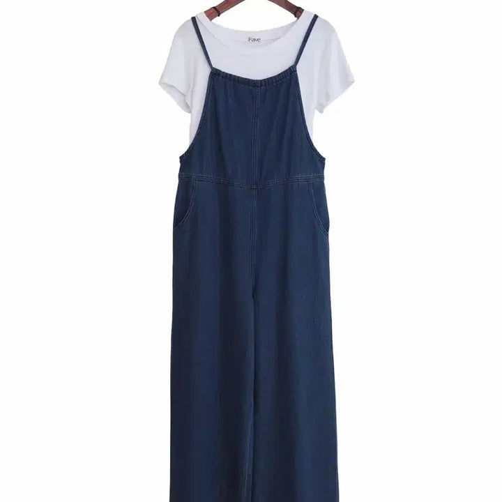 [BUNJANG] Denim Cotton Strap Jumpsuit / 교신안함)데님 코튼 스트랩 점프수트