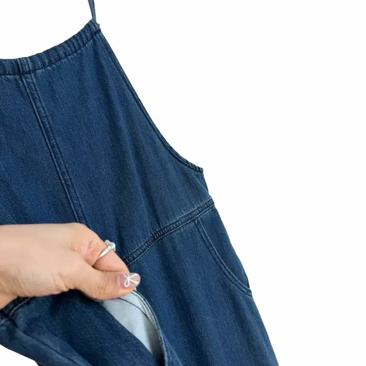 [BUNJANG] Denim Cotton Strap Jumpsuit / 교신안함)데님 코튼 스트랩 점프수트