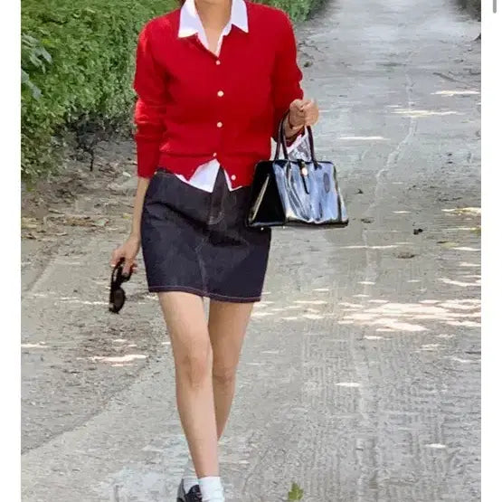 [BUNJANG] Addmore Red Cable Knit Cardigan / [애드모어] 레드 가디건/ 레드 꽈배기 가디건