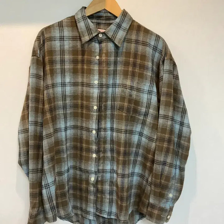 [BUNJANG] Vintage Brown/Blue Plaid Shirt / 빈티지 브라운/블루 체크 남방