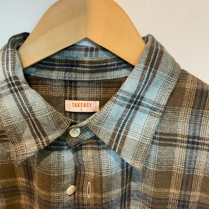 [BUNJANG] Vintage Brown/Blue Plaid Shirt / 빈티지 브라운/블루 체크 남방