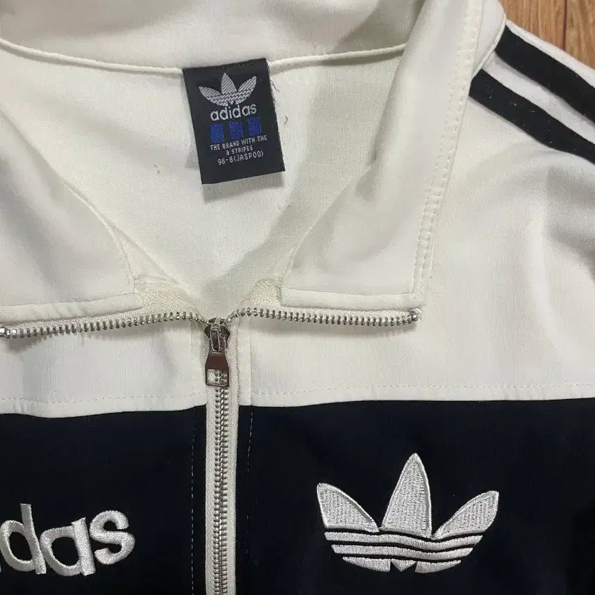 [BUNJANG] Adidas White Black Track Top Zip Jacket / 아디다스 화이트 블랙 트랙탑 져지 집업 자켓 대장