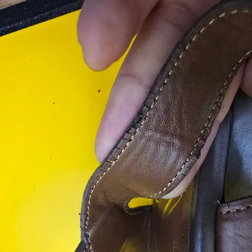 [BUNJANG] Esquire Sandals 235 Brown Leopard Print / 에스콰이어 샌들 235 / 7.5cm 굽