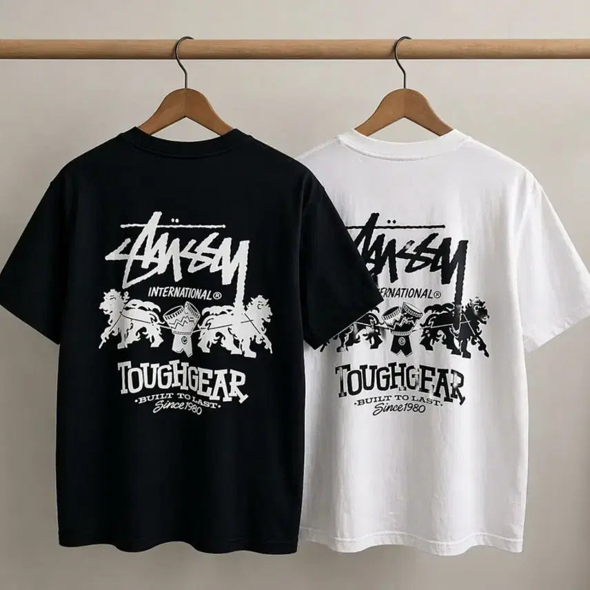 [BUNJANG] Stussy Lion Logo T-shirt / 스투시 사자 반팔 티셔츠 블랙/화이트