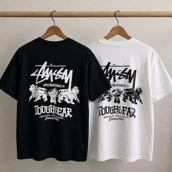 [BUNJANG] Stussy Lion Logo T-shirt / 스투시 사자 반팔 티셔츠 블랙/화이트