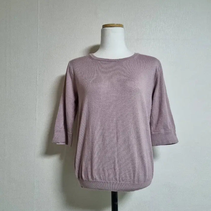 [BUNJANG] Round Neck 3/4 Sleeve Knit Top / 7부 소매 라운드넥 니트 퍼플