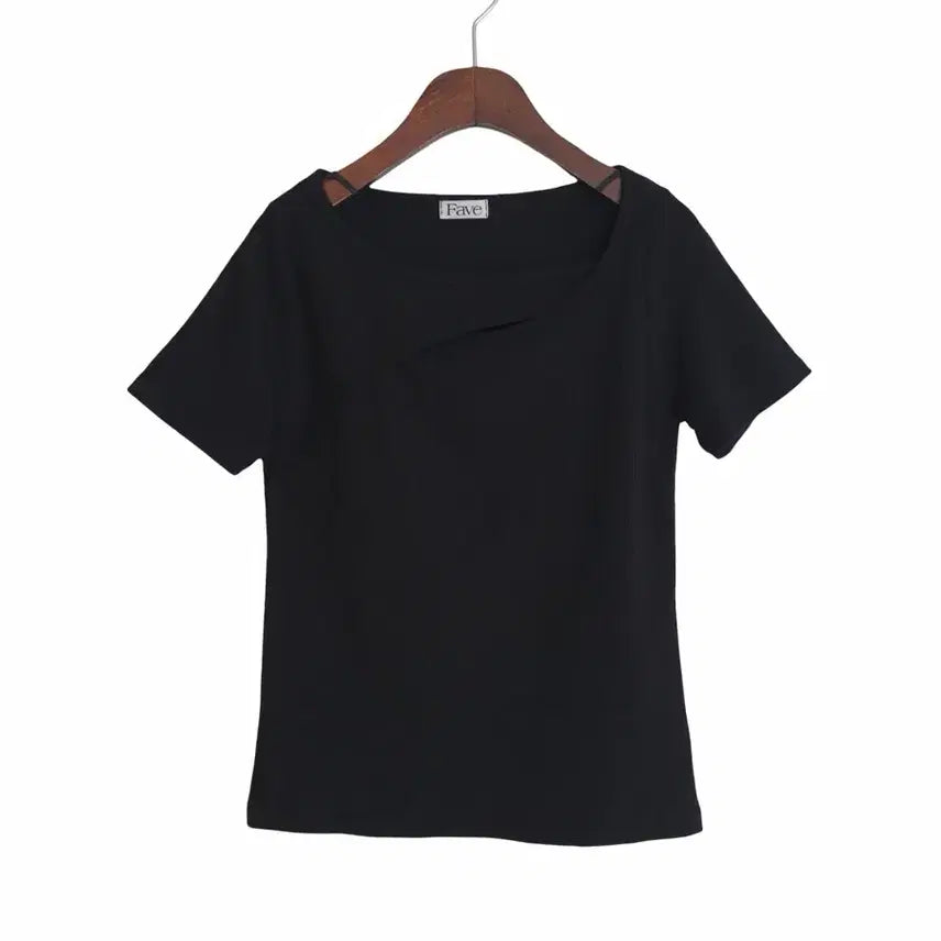 [SOLD OUT] 교신안함)사선 슬릿 반팔 티셔츠-블랙