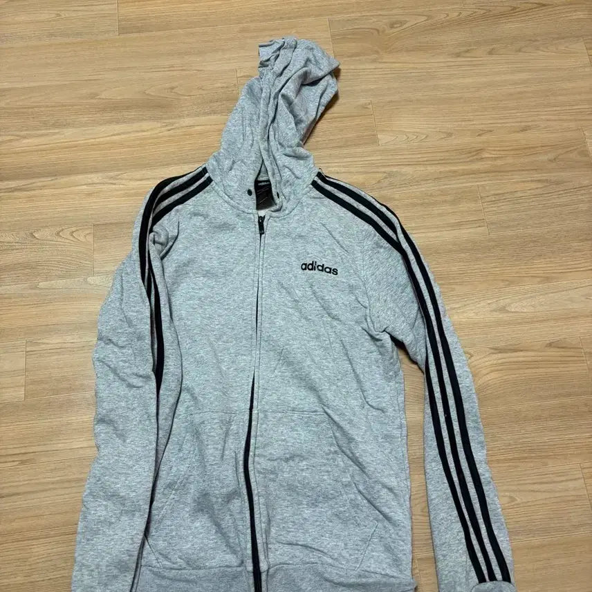 [BUNJANG] Adidas Tri-Stripe Gray Hoodie M / 아디다스 삼선 회색 후드집업 M