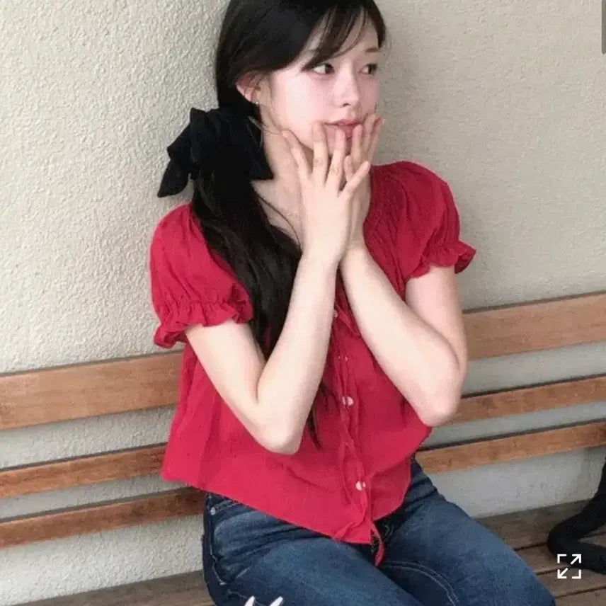 [BUNJANG] Mini Poe Short Sleeve Blouse / 미니포에 반팔 블라우스