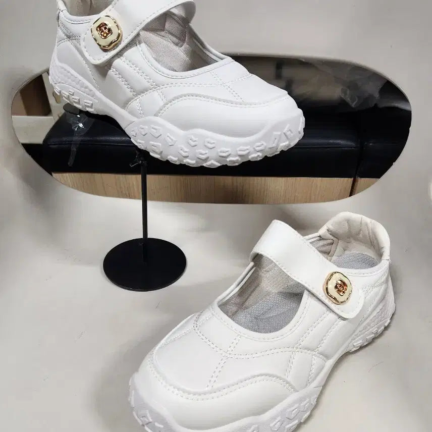 [BUNJANG] Comfortable Velcro Mary Jane Shoes / 완전편한 데일리슈즈! 벨크로 메리제인 컴포트 쿠션단화 블랙&amp;아이보리