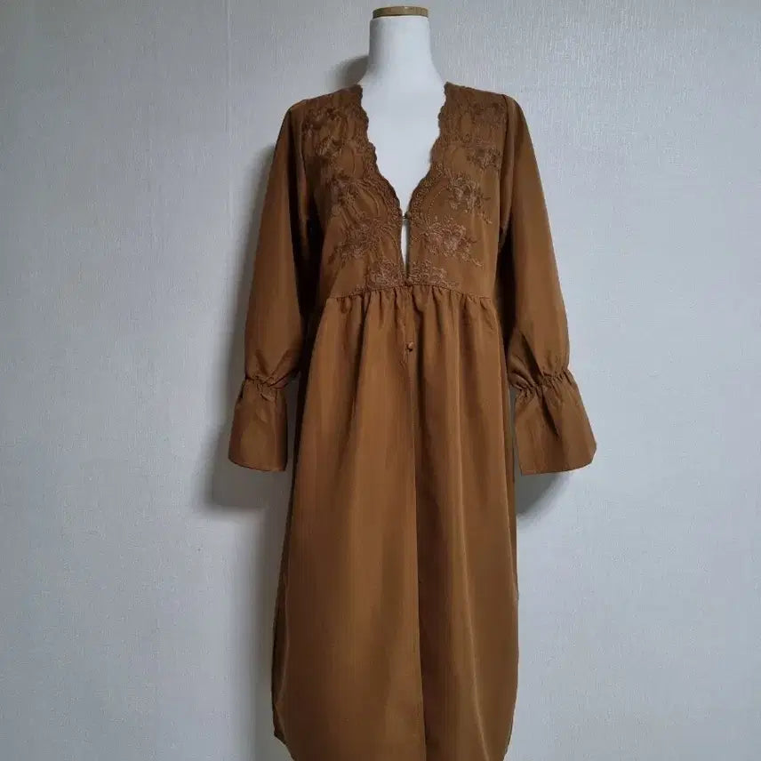 [BUNJANG] Brown Lace Robe Cardigan / 브라운 레이스 로브