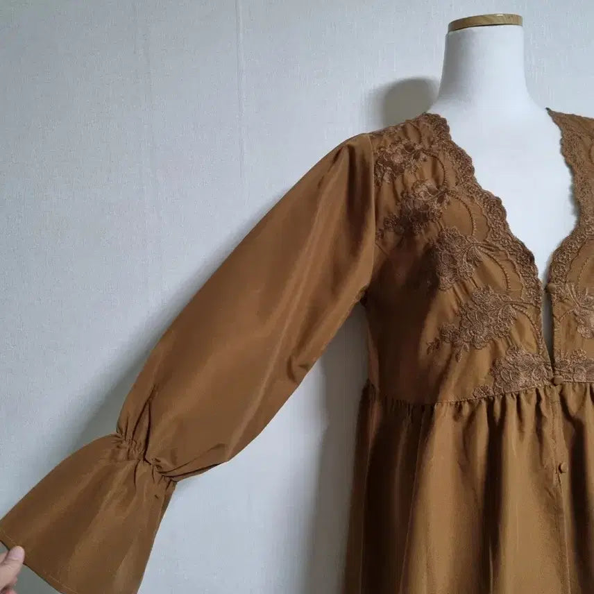 [BUNJANG] Brown Lace Robe Cardigan / 브라운 레이스 로브