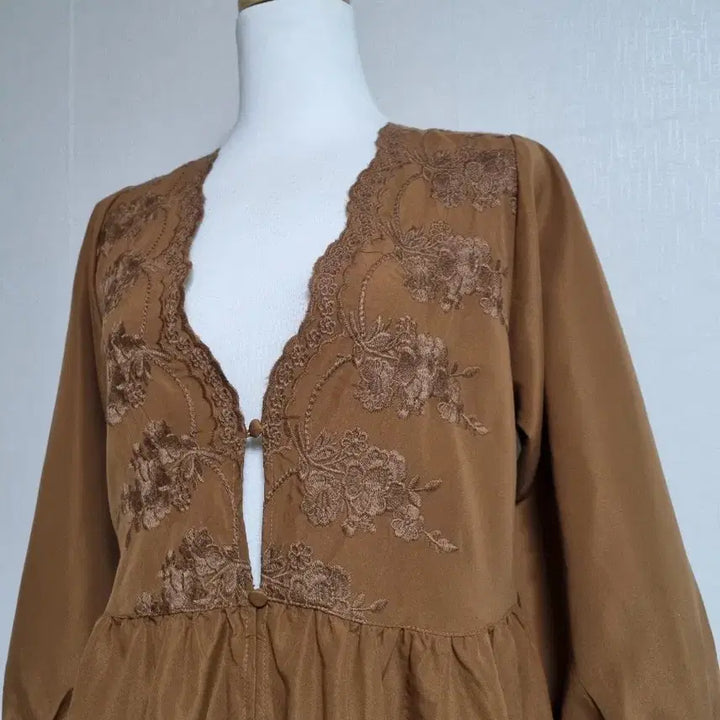 [BUNJANG] Brown Lace Robe Cardigan / 브라운 레이스 로브