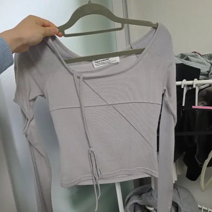 [BUNJANG] Bohemian Seoul Long Sleeve Shirt / 보헤미안서울 숄더패치 롱슬리브 라이트그레이