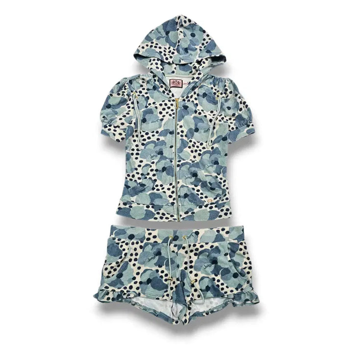 [BUNJANG] Juicy Couture Dot Short-Sleeved Sky Blue Set / S Juicy Couture 도트 반팔 스카이블루 셋업