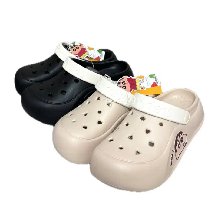 [BUNJANG] Crayon Shin-chan Platform Crocs Sandals / (최저가)짱구 블랙/아이보리 통굽 크록스 슬리퍼 샌들