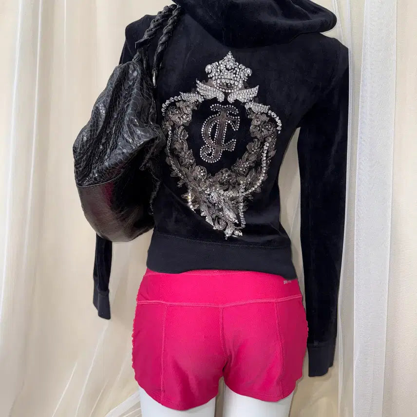 [BUNJANG] S Juicy Couture 벨벳 후드집업 블랙 / S Juicy Couture 벨벳 후드집업 블랙