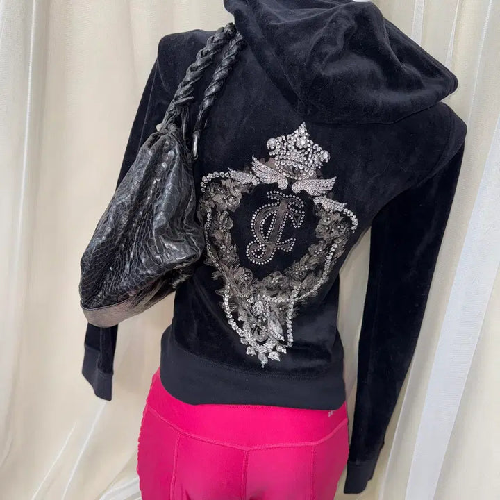 [BUNJANG] S Juicy Couture 벨벳 후드집업 블랙 / S Juicy Couture 벨벳 후드집업 블랙