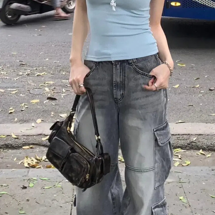 [BUNJANG] 카키포인트 카고 데님 khakipoint cargo denim gray / 카키포인트 카고 데님 khakipoint cargo denim gray