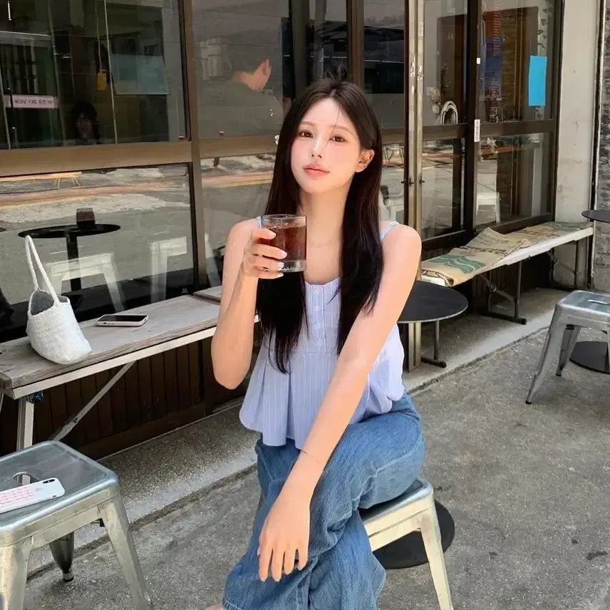 [BUNJANG] (포장째새상품) 샵미네트 미네트 마린 나시 블라우스 / (포장째새상품) 샵미네트 미네트 마린 나시 블라우스