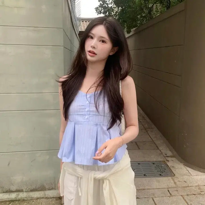 [BUNJANG] (포장째새상품) 샵미네트 미네트 마린 나시 블라우스 / (포장째새상품) 샵미네트 미네트 마린 나시 블라우스