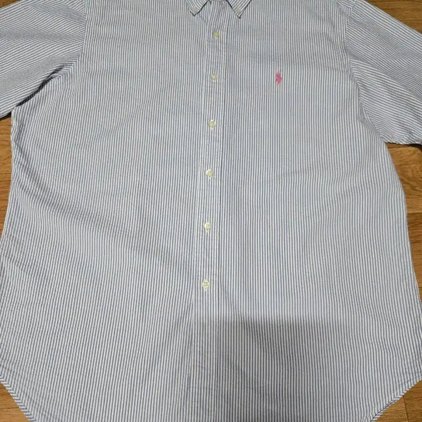 [SOLD OUT] 폴로 랄프로렌 남성 시어서커 블루 스트라이프 반팔셔츠(클레식핏 XL)