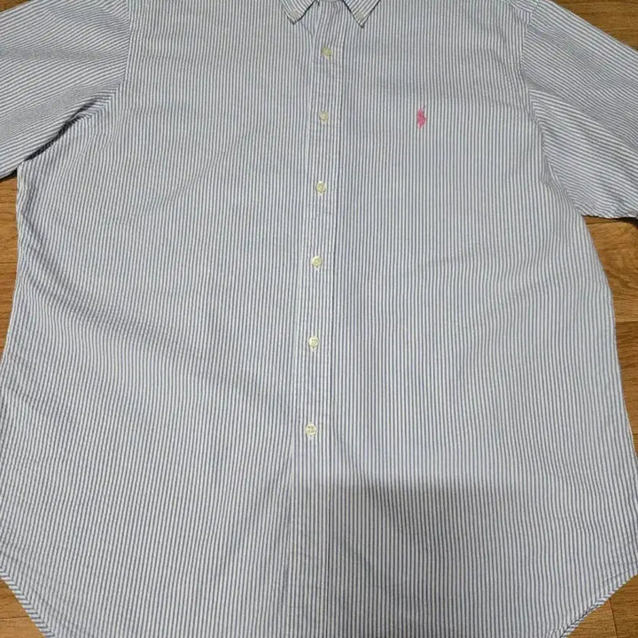 [SOLD OUT] 폴로 랄프로렌 남성 시어서커 블루 스트라이프 반팔셔츠(클레식핏 XL)