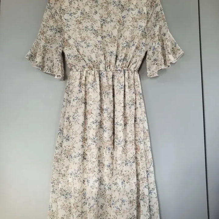 [BUNJANG] Floral Print Chiffon Long Dress / 플라워 쉬폰 롱 원피스