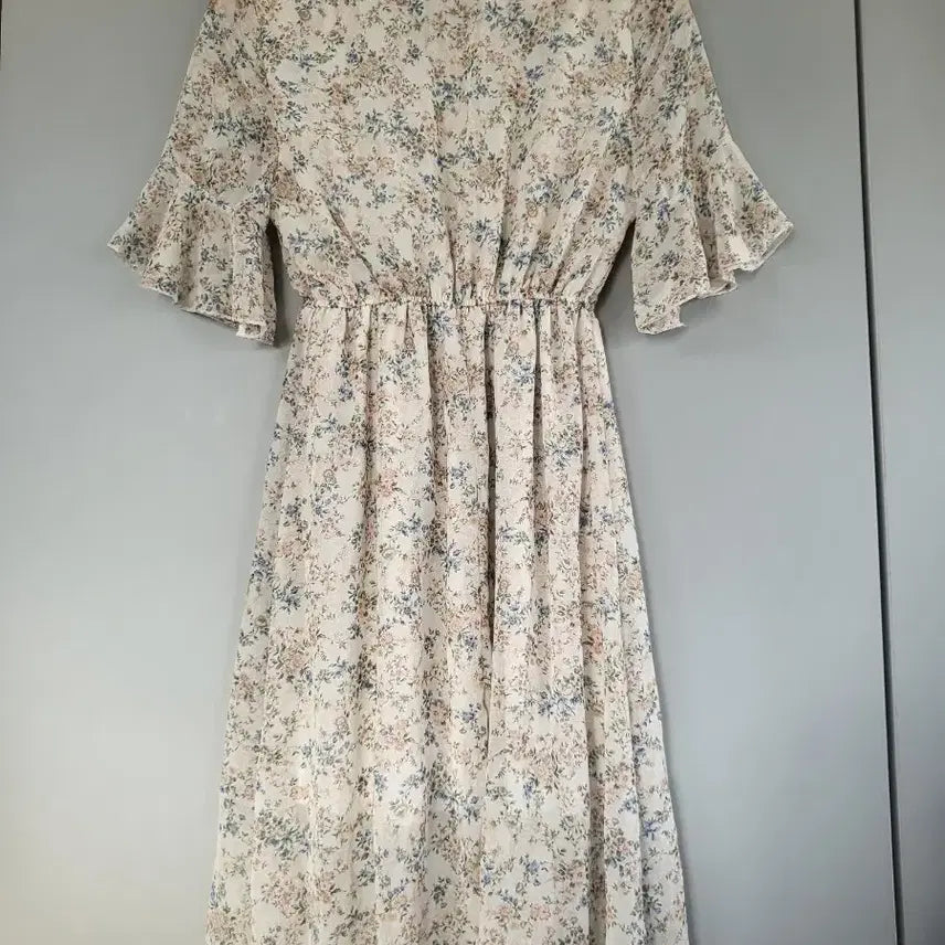 [BUNJANG] Floral Print Chiffon Long Dress / 플라워 쉬폰 롱 원피스