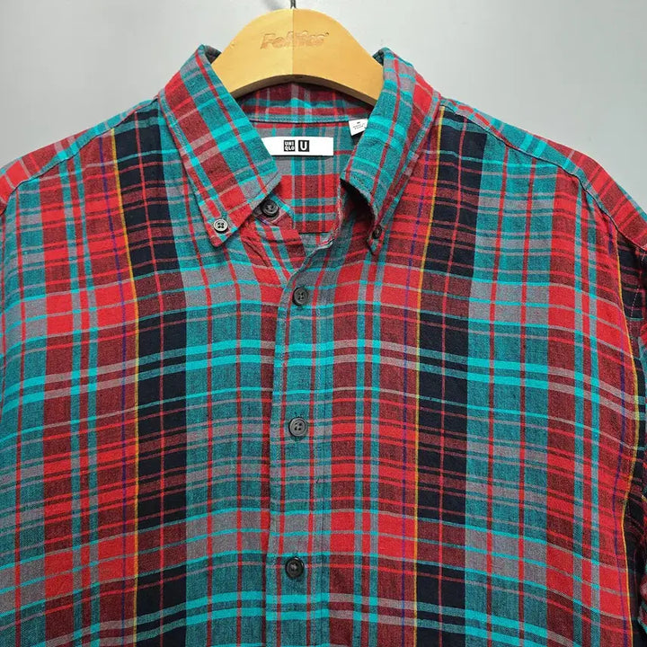 [BUNJANG] Uniqlo U Linen Cotton Checkered Short Sleeve Shirt / 유니클로 U(UNIQLO U) 린넨 코튼 체크 반팔 셔츠 M