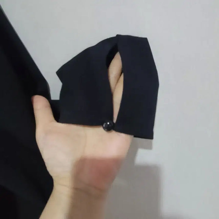 [BUNJANG] Black Square Neck Puff Sleeve Blouse / 블랙 스퀘어넥 퍼프 기본 블라우스