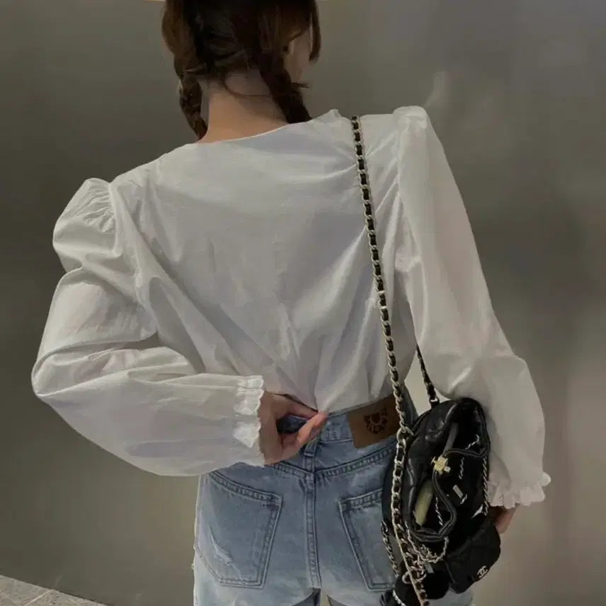 [BUNJANG] Ivory Lace Cotton Blouse / 교신안함)아이보리 레이스 코튼 블라우스