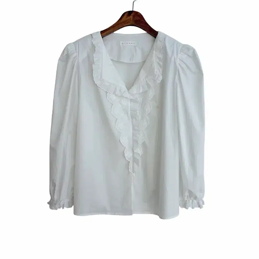 [BUNJANG] Ivory Lace Cotton Blouse / 교신안함)아이보리 레이스 코튼 블라우스