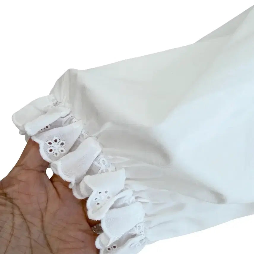[BUNJANG] Ivory Lace Cotton Blouse / 교신안함)아이보리 레이스 코튼 블라우스