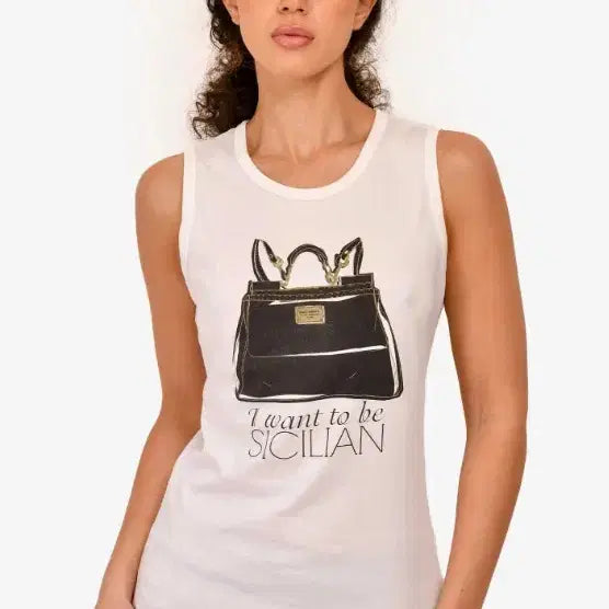 [BUNJANG] Dolce &amp; Gabbana I Want To Be Sicily Crew Neck Tank Top / 돌체앤가바나 아이원트 투비 시칠리아 크루넥  탱크탑 민소매
