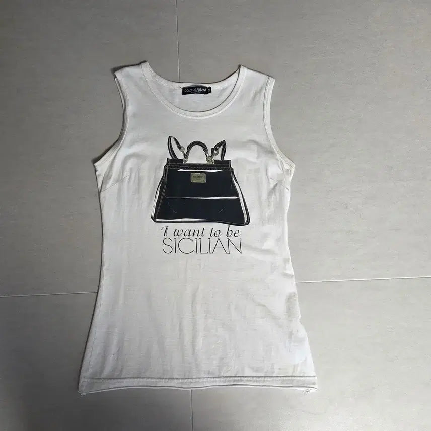 [BUNJANG] Dolce &amp; Gabbana I Want To Be Sicily Crew Neck Tank Top / 돌체앤가바나 아이원트 투비 시칠리아 크루넥  탱크탑 민소매